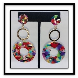 Bright and Colorful Long Laminate Earrings
